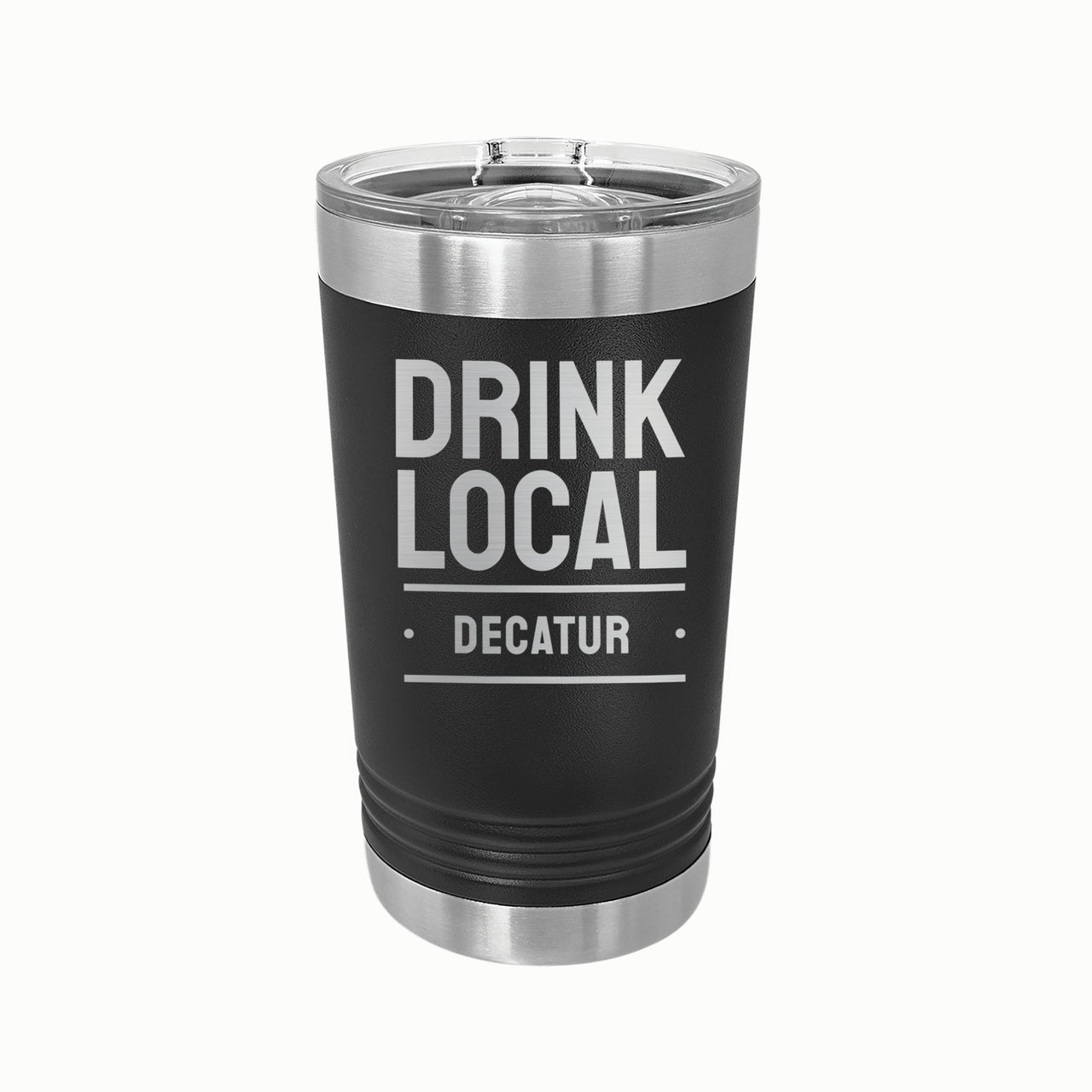 Custom Beer Pint Steel Tumbler - Drink Local - Mod Peach