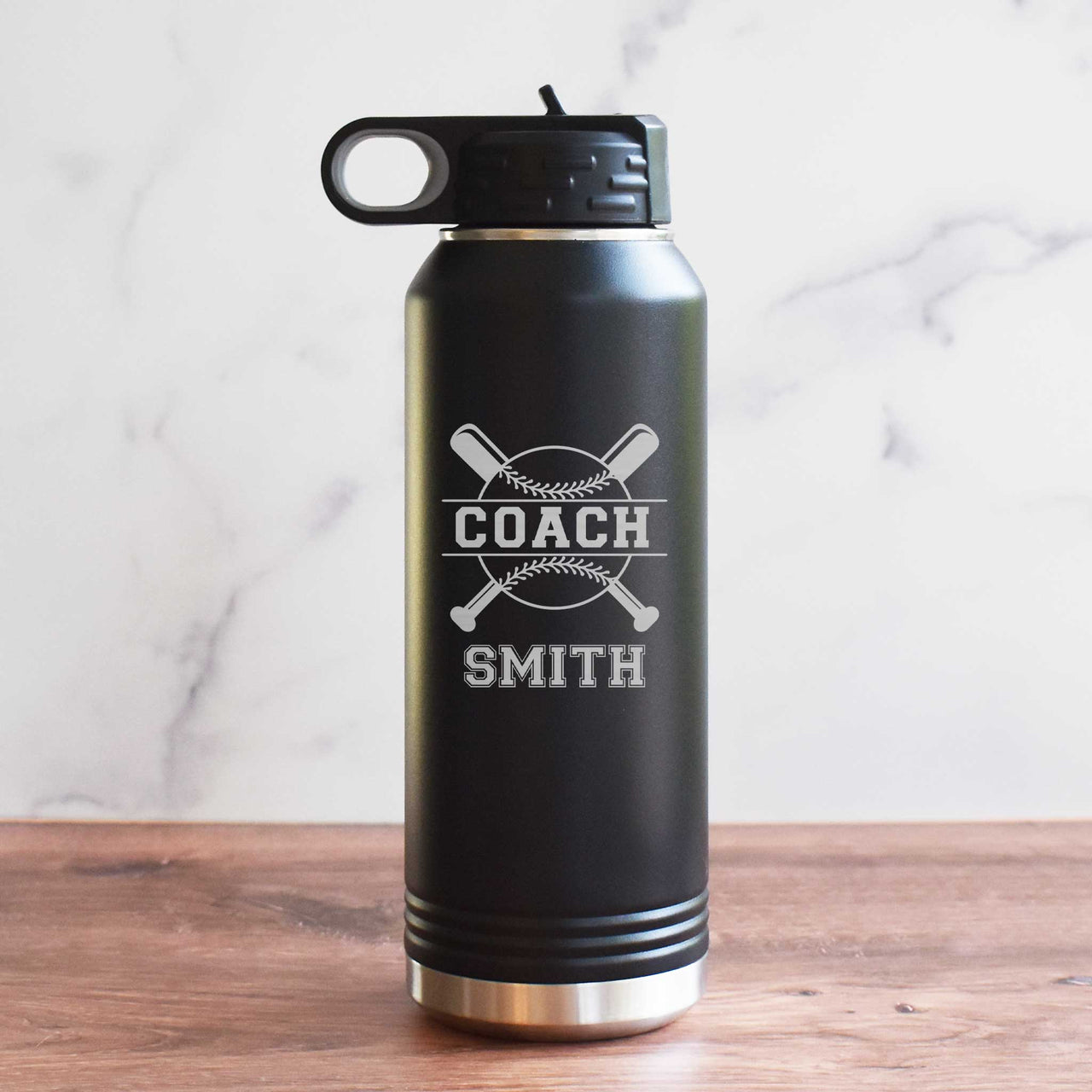 personalized baseball or softball coach water bottle