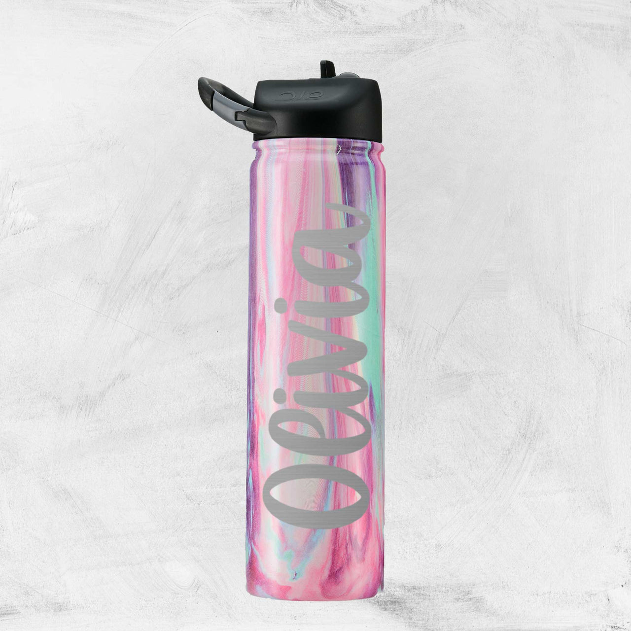 Personalized Water Bottle - Cotton Candy with Name 27 oz.