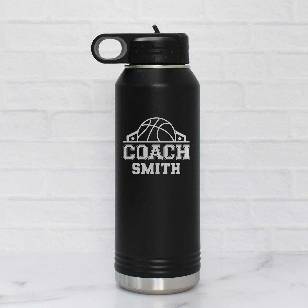 custom basketball coach water bottle