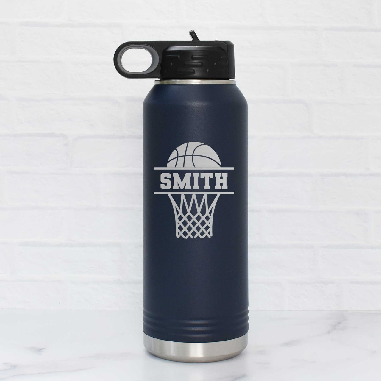 custom water bottle basketball theme with namem