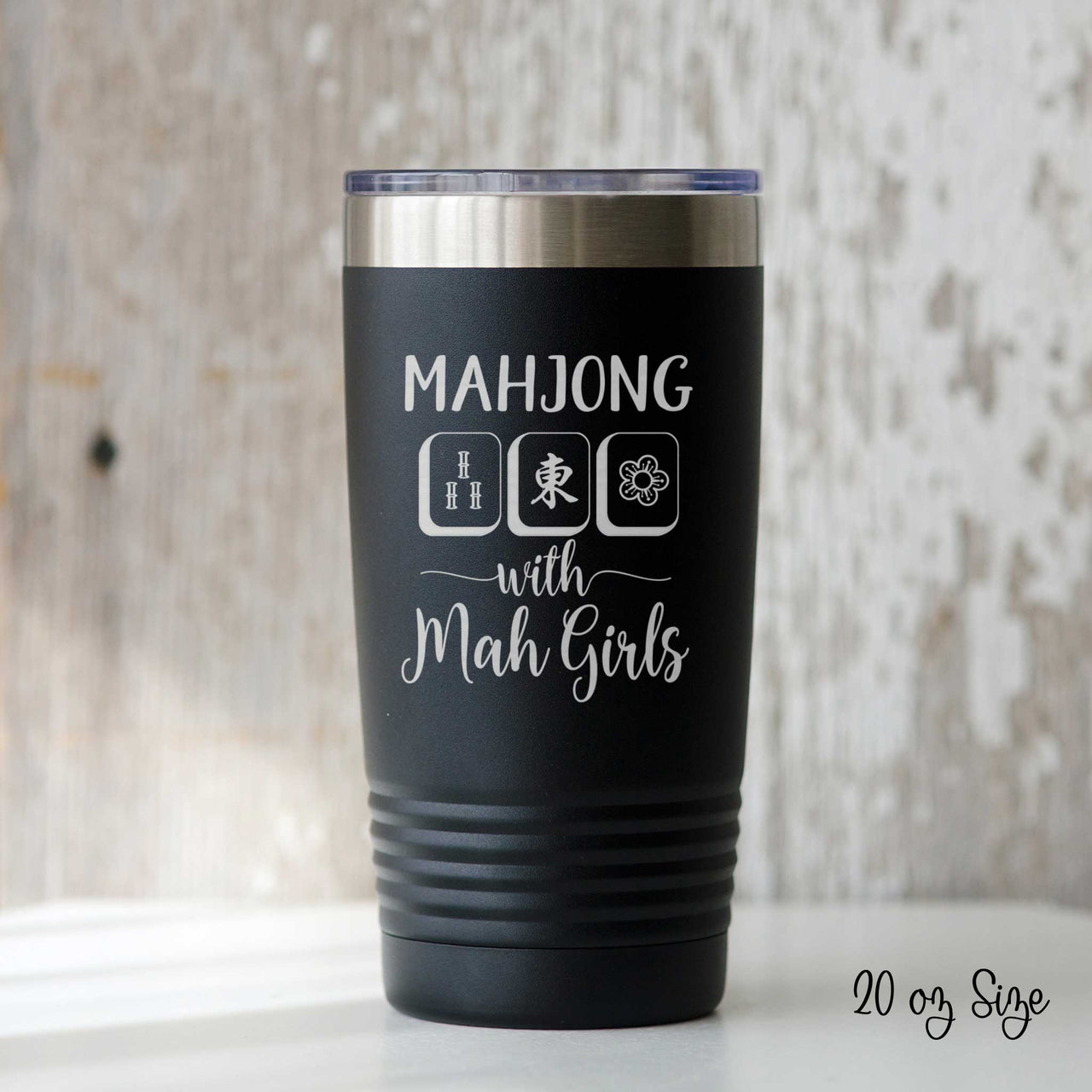 Personalized Mahjong Tumbler Gift - Mahjong with Mah Girls Cup, Fun Hostess Gift, Cute Mahjong Prize, Personalized Engraved Steel Tumbler