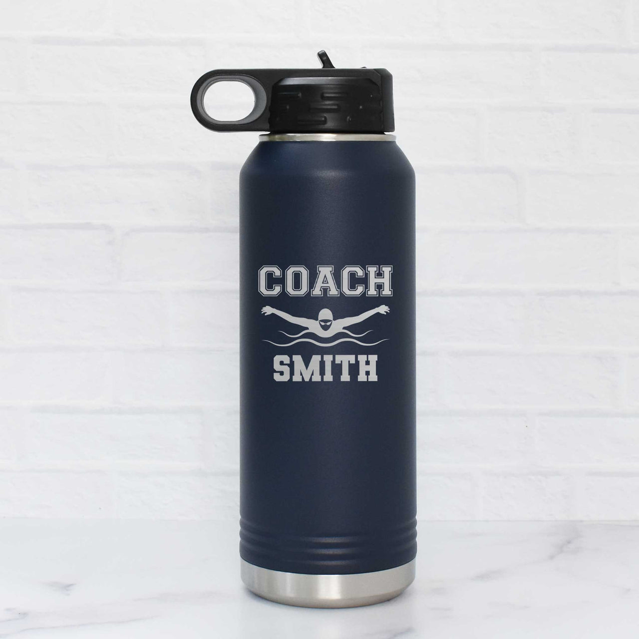 custom swim coach water bottle