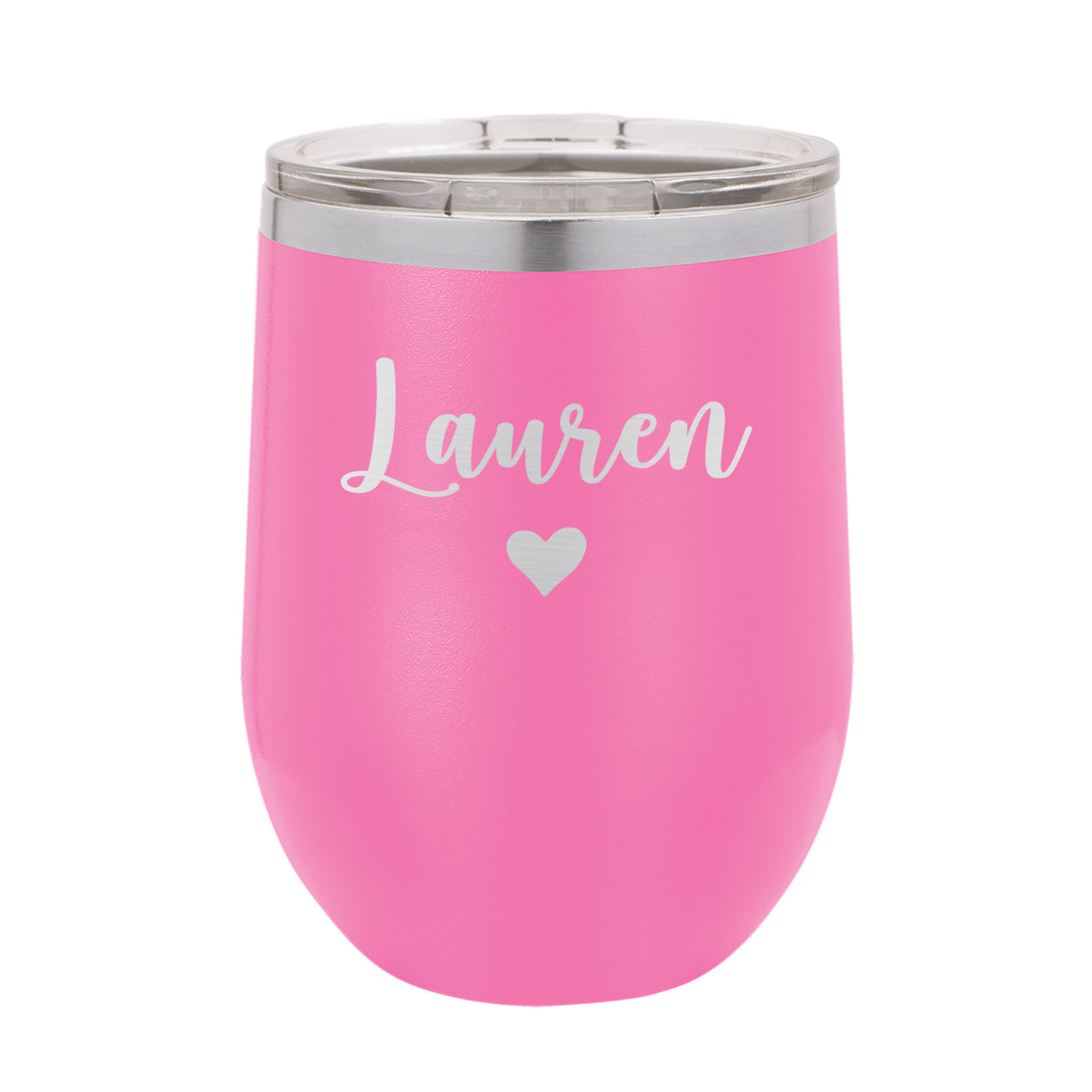 Personalized Steel Wine Tumbler - Name & Heart