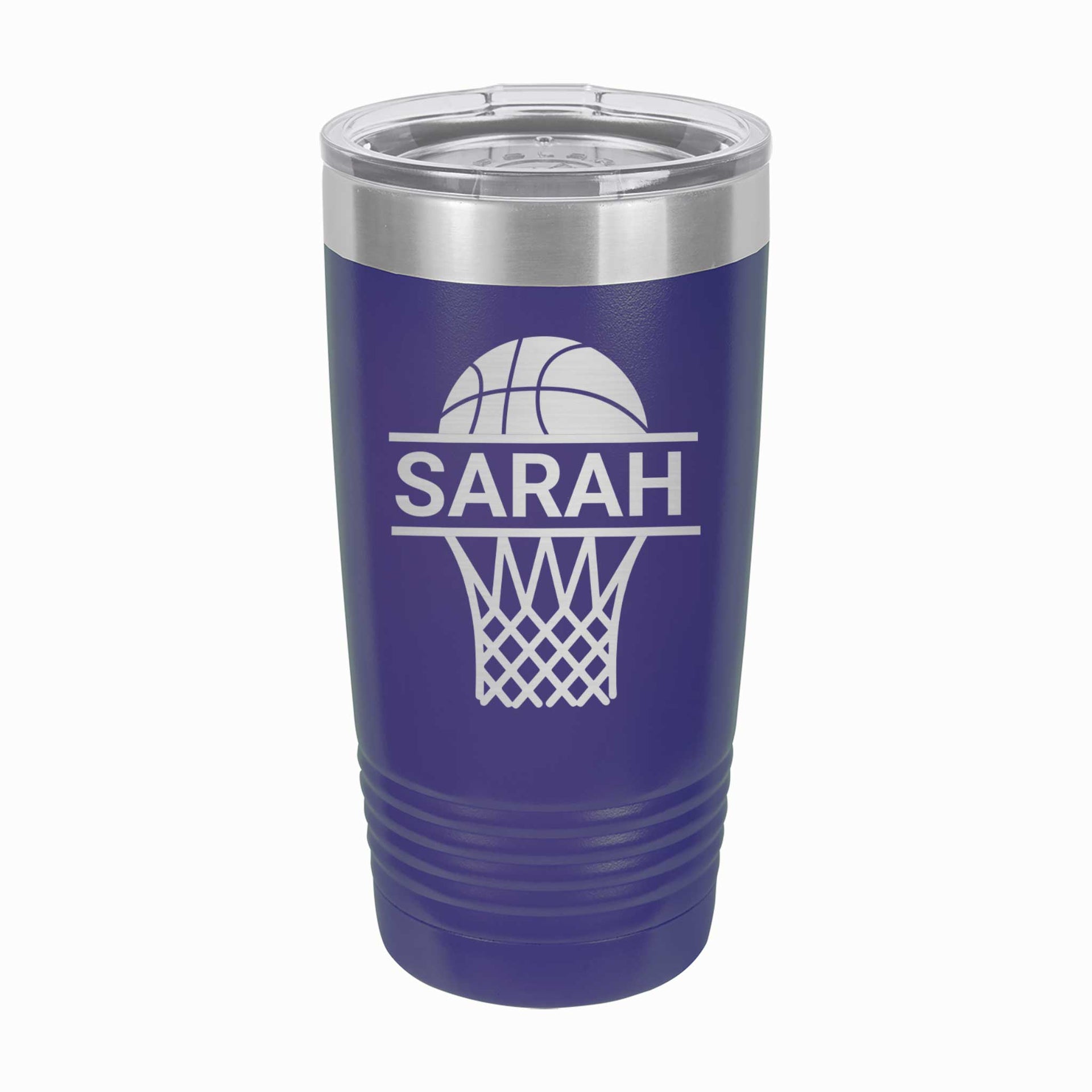 Custom Basketball Tumbler with Name - 20 oz - Mod Peach