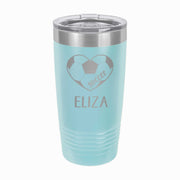 Custom Soccer Tumbler with Heart - 20 oz - Mod Peach