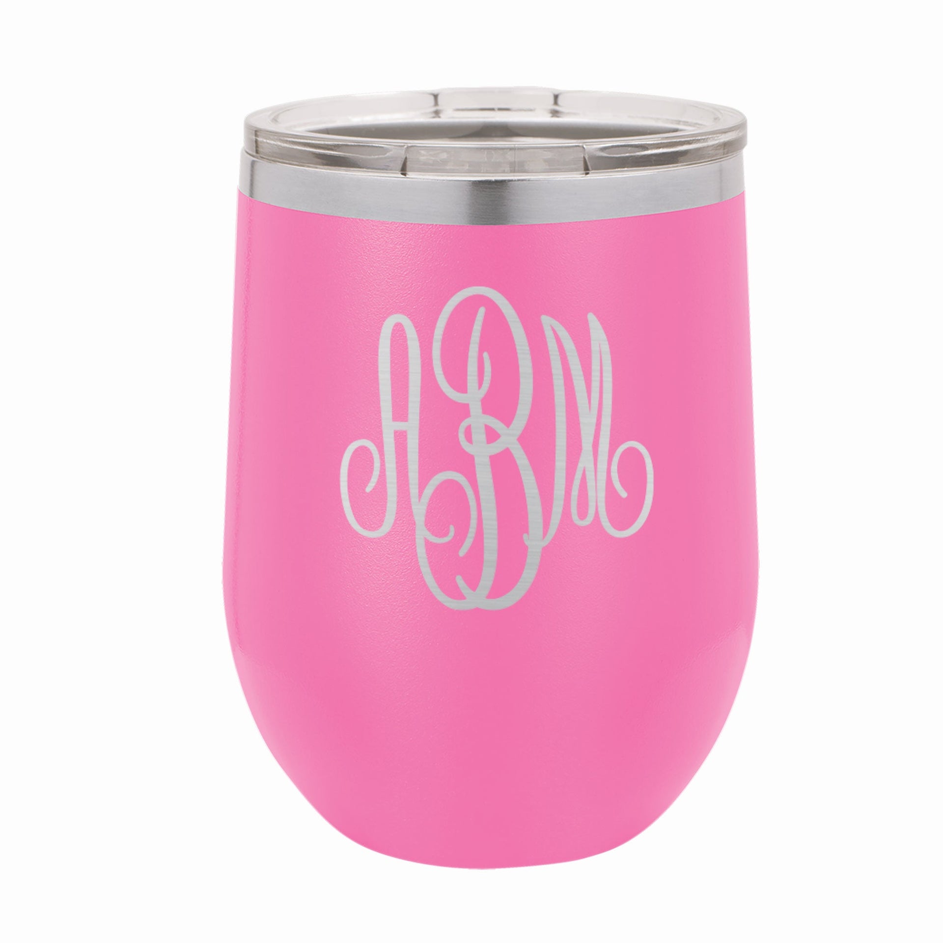 Custom Wine Tumbler - Script Monogram - Mod Peach