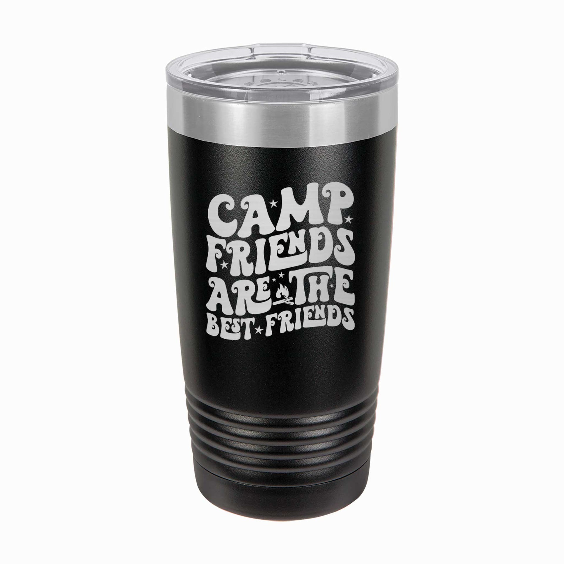 Personalized Camping Steel Tumbler - Camp Friends - Mod Peach