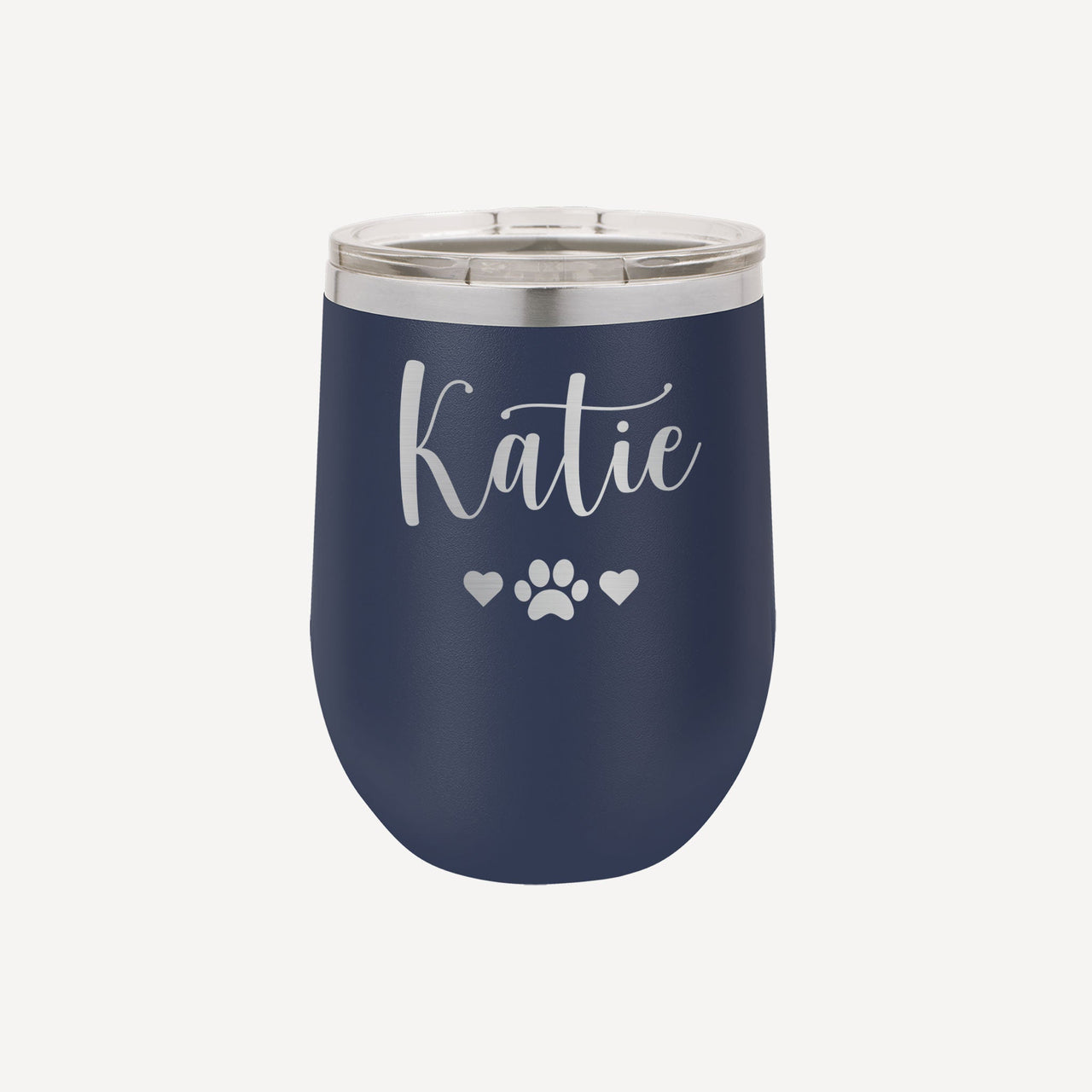 Personalized Hearts & Paw Wine Tumbler - Mod Peach