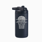 Personalized Kids Water Bottle 12 oz - Basketball - Mod Peach