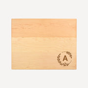Personalized Maple Cutting Board - Monogram Wreath - Mod Peach