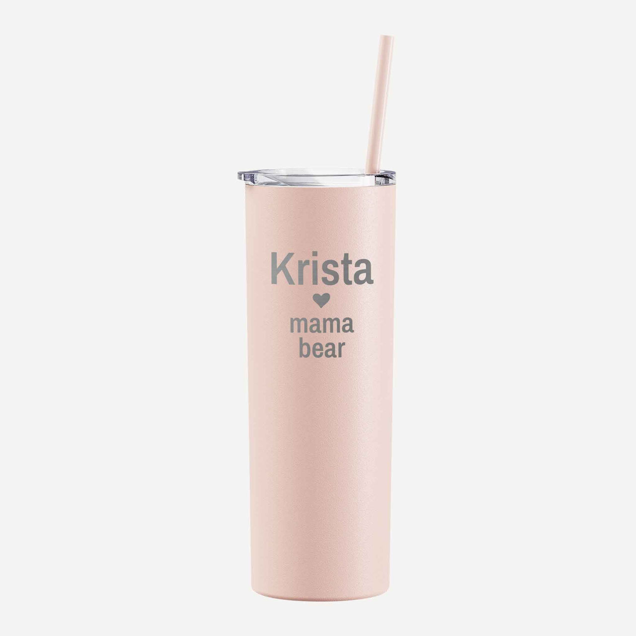 Personalized Skinny Steel Tumbler - Mama Bear - Mod Peach