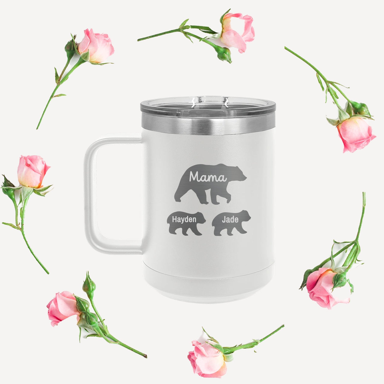 Personalized Steel Mug - Mama Bear - Mod Peach