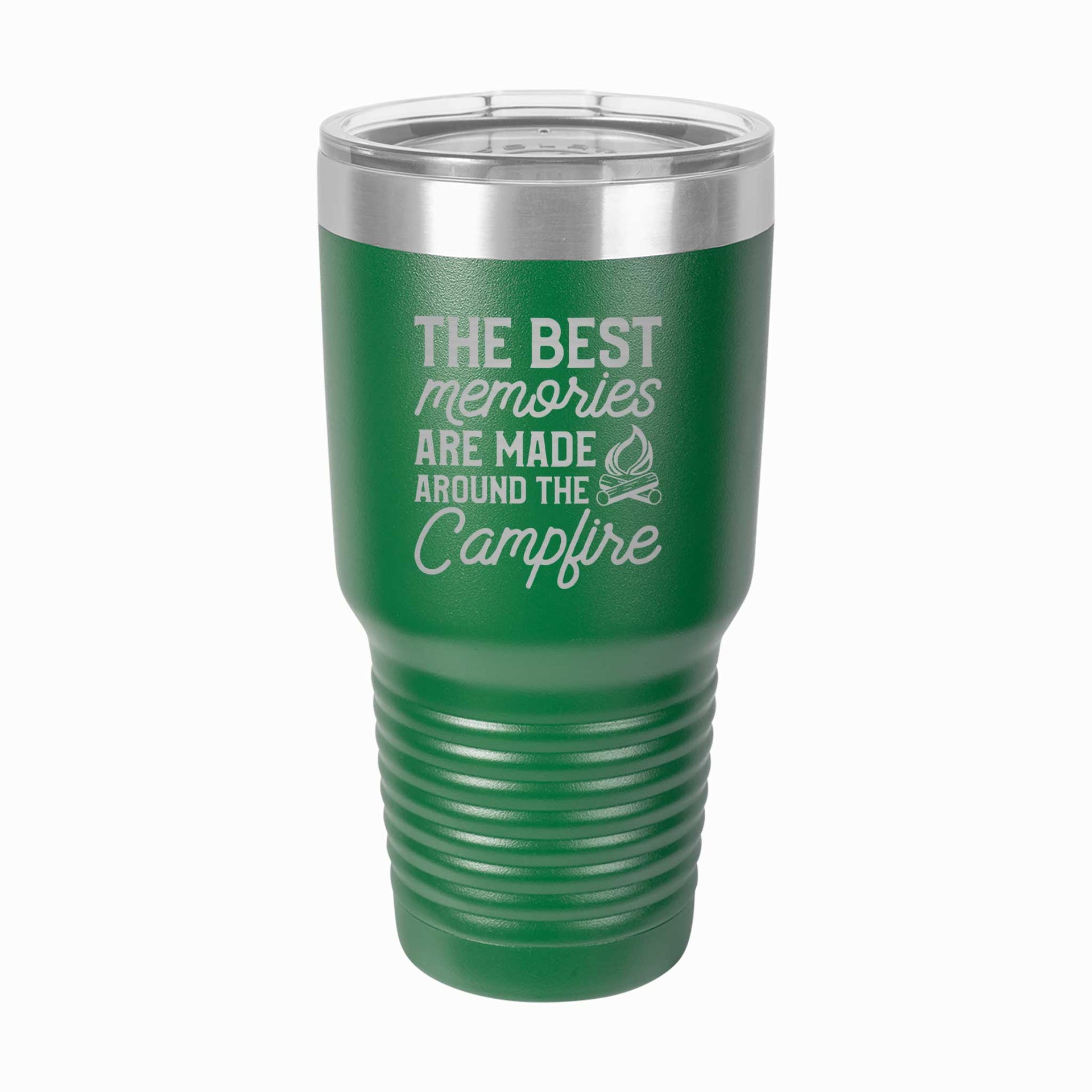 Personalized Steel Tumbler - Best Memories are Made Around the Campfire - Mod Peach