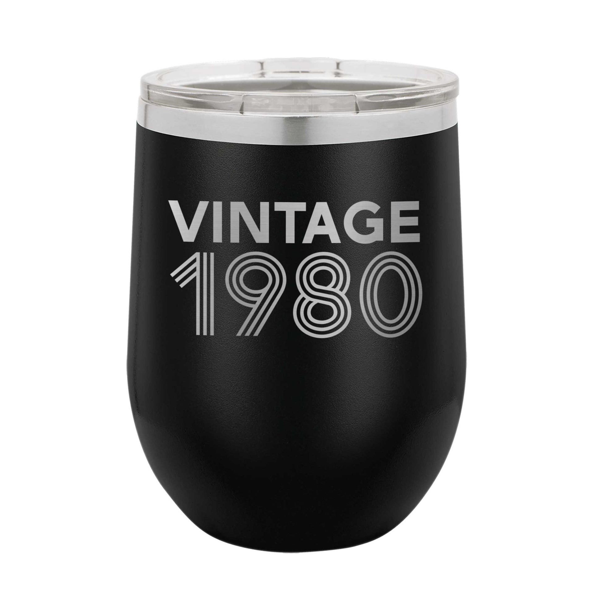 Personalized Steel Wine Tumbler - Your Vintage Birthday Year - Mod Peach