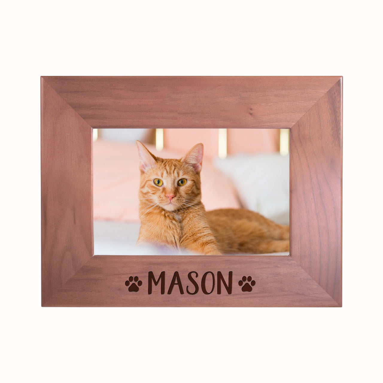 Personalized Walnut Picture Frame for Cats - Mod Peach