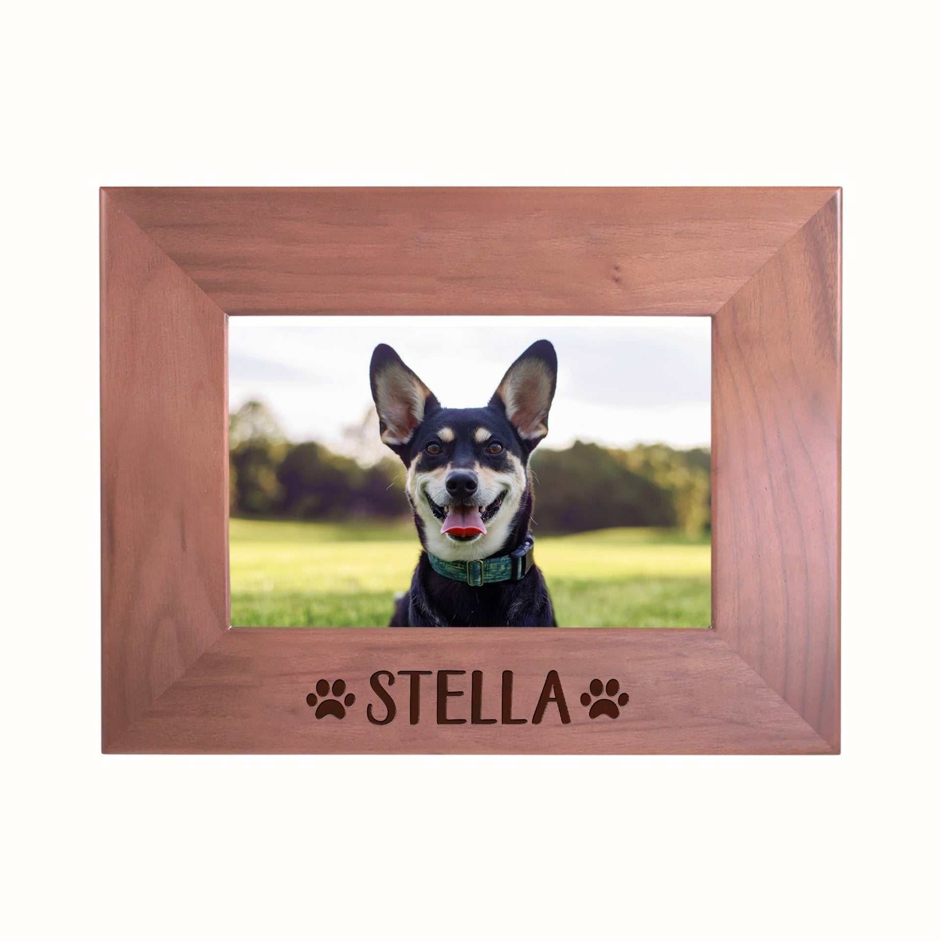 Personalized Walnut Picture Frame for Pups - Mod Peach
