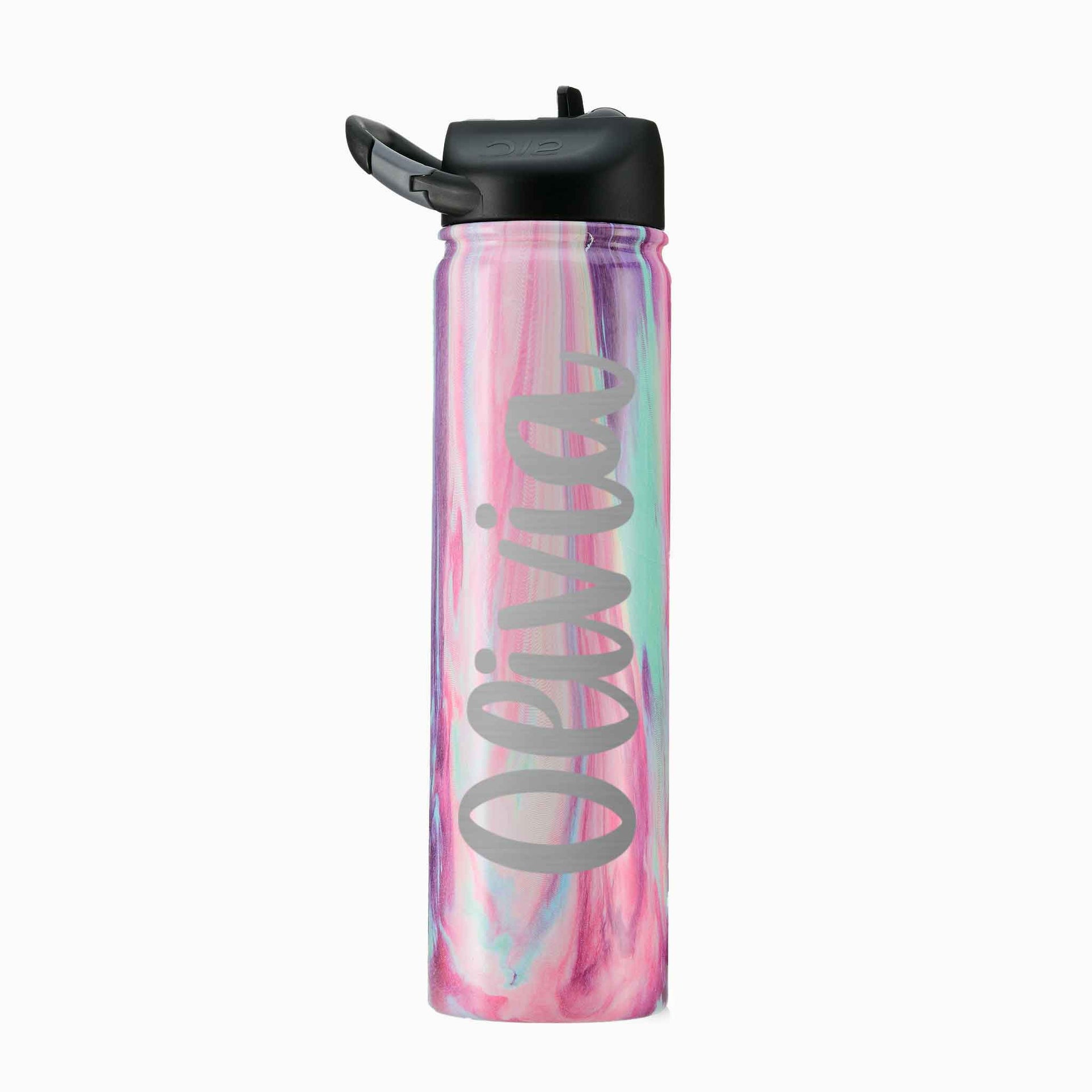 Personalized Water Bottle - Cotton Candy with Name 27 oz. - Mod Peach