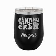Personalized Wine Tumbler - Camping Crew with Name - Mod Peach