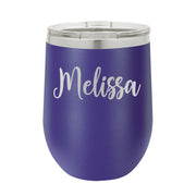 Personalized Wine Tumbler - Script Name - Mod Peach